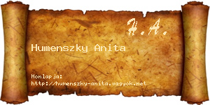 Humenszky Anita névjegykártya